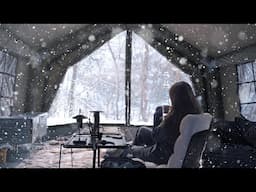 Camping in Snow, Watching the last snow fall quietly this winter. camping ASMR