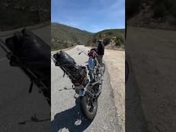 My chopper all packed up on the road