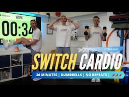 20 minute Dumbbell Cardio Circuit | No Repeats | Low Impact Options Provided