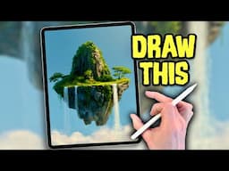 PROCREATE EASY Landscape Drawing Tutorial - Floating Island
