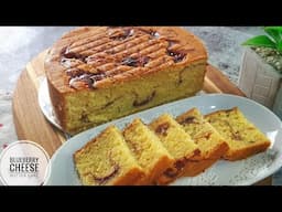 Blueberry Cheese Butter Cake Lembut, Gebu dan Kurang Manis
