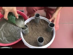 Simple and easy pot making ideas from plastic barrels and cement at home