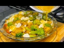Cheesy Broccoli, Potato & Onion Bake/ Easy Fast Dinner Recipe