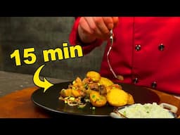 Köstliches Deutsches Abendessen! Einfach Kartoffeln und Zwiebeln in eine Pfanne geben..