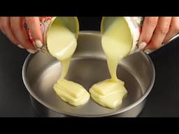 Sie brauchen 2 Dosen Kondensmilch und eine Bratpfanne! Einfaches hausgemachtes Dessert in 1 Minute.