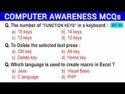 Computer Awareness MCQ for Competitive Exams | #computer | Practice Set - 03