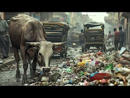 🇮🇳 SHOCKING TRUTH ABOUT DELHI STREETS, 🐄 COWS EATING RUBBISH, DUST & CHAOS, PAHARGANJ TO SADDAR, 4K