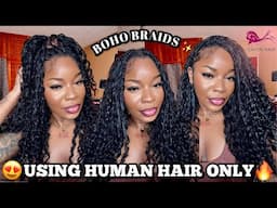 Boho Knotless Braids Tutorial: ONLY Water Wave Bulk Hair! No Pre-Stretched Hair Needed |Eayon Hair ✨