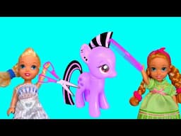 Elsa and Anna toddlers hairdressers at the spa for ponies part 3