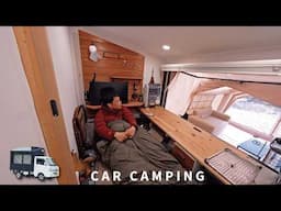 [Car camping in light rain] A camper with a fully docked air tent [coody air tent 10.0]