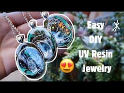 Easy UV Resin Jewelry with Holographic Foils! Galaxy UV Resin Necklace Must Try.