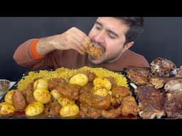 ASMR; Eating Spicy eggs Chicken Curry+Namkeen Mutton+Masala rice ｜｜ Real MukbangNo talking