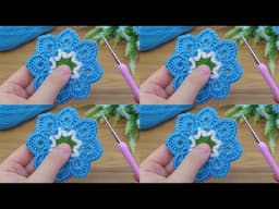 Perfect!! **** Wow!!! ☆New blue color motif ~♡♡ very easy crochet motif #crochet #knitting