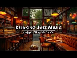 Warm Coffee Shop Bookstore Ambience with Relaxing Jazz Music & Street View for Work, Study, Unwind