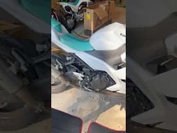 Back to boring plain white… for now 😎 new paint job coming very soon #paintjob #motorcycle