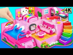 How To Make Pink Hello Kitty House with Swimming Pool Car ❤️ DIY Miniature Cardboard House