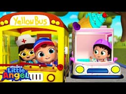Wheels on the YELLOW BUS | Little Angel | 🚌Wheels on the BUS Songs! | 🚌Nursery Rhymes for Kids