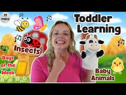Fly Like A Butterfly! Toddler Learning Videos | Learn Animals, Phonics, Days Of The Week + Songs