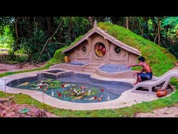 Build The Most Amazing Underground Roof Grass Hobbit House With Fish Pond