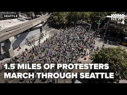 RAW FOOTAGE | Tens of thousands of people march past KOMO News during No Kings protest