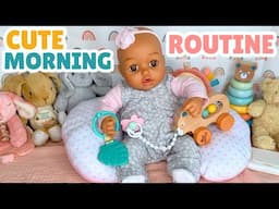 Realistic Baby Doll Morning Routine: Bottle Feeding, Changing Outfit & Playing With Toys.