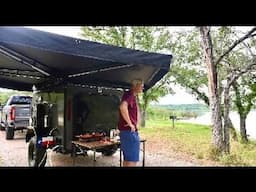 Solo overnight camp in my MINI camper!  Spicy Philly Cheesteaks  and overnight rain.