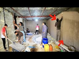 House Transformation: Speedy Wall Plastering & Construction Finishing Process 🔥