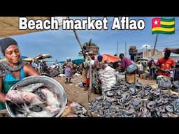 African seaside Market Aflao Togo/Ghana border west Africa. Cost of living in west Africa.