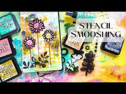 I LOVE this technique for a gorgeous Art Journal Background - Distress Inks & Stencil Smooshing