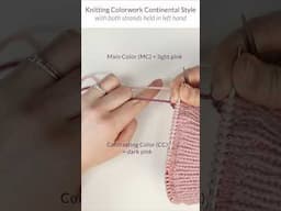How to hold yarn for stranded colorwork - continental knitting style #knit #strandedcolorwork