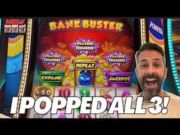 I WAS JUST ABOUT TO CASH OUT TOO! MEGA FEATURE! All 3 Pigs Popped on Bank Buster Slot Machine!