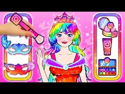 [🐾paper Diy🐾] Social Network Rapunzel Need To Makeover & Rainbow Hair | Rapunzel Compilation 놀이 종이