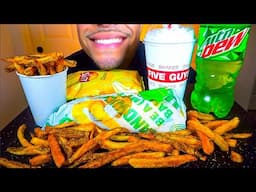 FIVE GUYS VS SUBWAY SANDWICH MUKBANG EATING MOUTH SOUNDS BIG BITES SUB FRIES SPRITE OREO MILKSHAKE