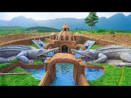 Full Video: 100 Days Build Swimming Pool Water Slide Crocodile Around The Secret Underground House