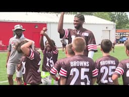 Kids at Browns Youth Camp get excited to meet Shedeur Sanders