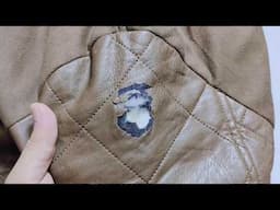 The perfect and magical solution to repair a hole in your leather jacket yourself in an amazing way