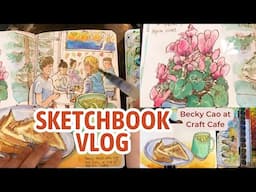 A Cozy Sketching Time at Craft Cafe | Pen & Watercolor Sketchbook Composition